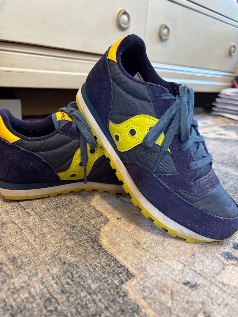 Saucony kids Navy & Yellow Retro Runner Sneakers, size 3